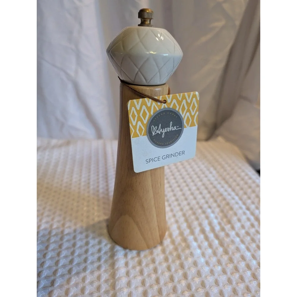 Ayesha Curry Lot Of 2 Pantryware Parawood Spice Grinder, Cream White